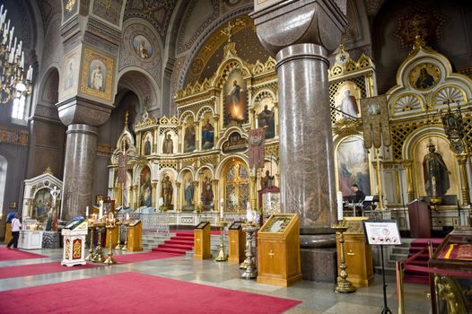 Interior of Orthodox church in Helsinki, Finland