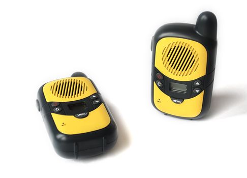 walkie talkie on white background  - two portable transmitter 