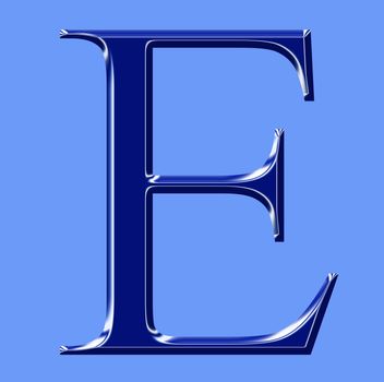 blue metallic alphabet symbol 