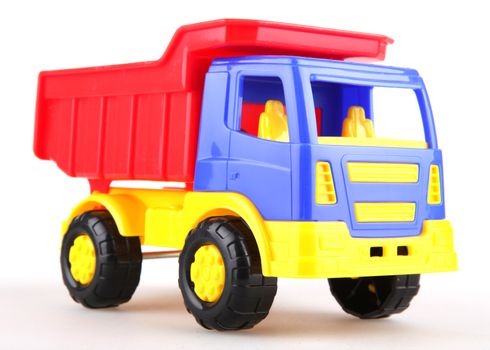 Colorful toy truck isolated on white background