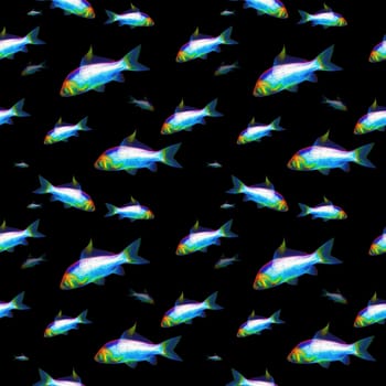 Illustrated seamless fish background