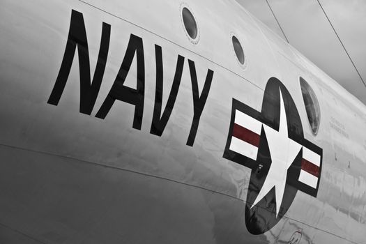 LUQA, MALTA - 25 SEP - USAF NAvy lettering on fuselage of military aircraft