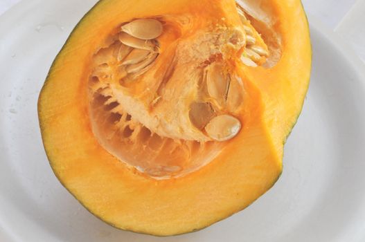 Detail of sliced pumpking squash vegetables food