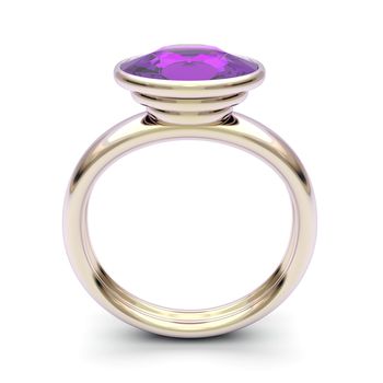 Pink gold ring with purple diamond