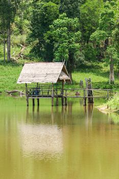 Shack on a water in national park, Thailand.