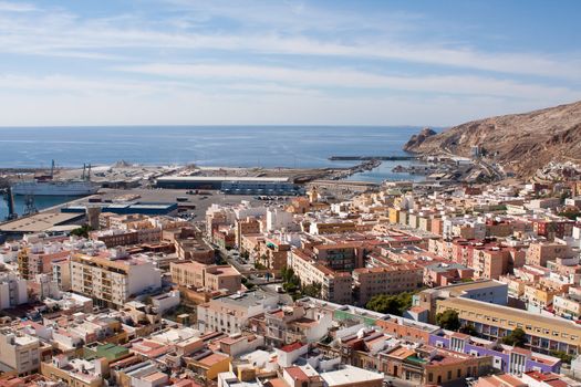 View of the port of Almeria from the Alcazaba fortress.