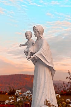 Saint Mary with Jesus, statue outside of Apollinaris church in Remagen, Germany