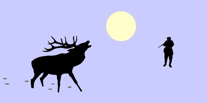 vector illustration of the huntsman and deer