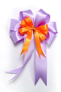 Nice ribbon bow for decorate gift box on white background 