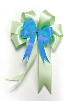 Nice ribbon bow for decorate gift box on white background 