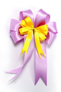 Nice ribbon bow for gift box on white background 