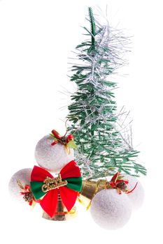 Christmas tree, and other decorations on a white background