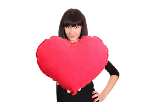 beauty girl with big red heart