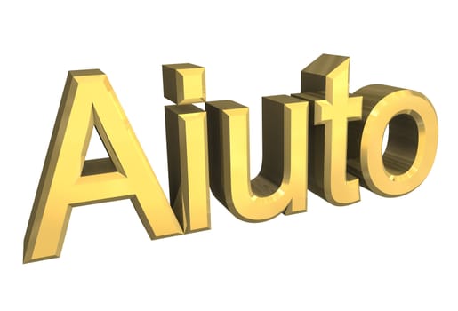 Aiuto (italian word for help) in gold - 3D made
