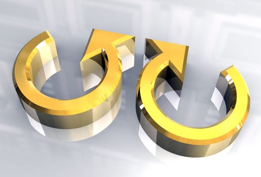 arrows symbol in gold - 3D made