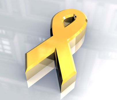 aids hiv symbol in gold (3d made) 