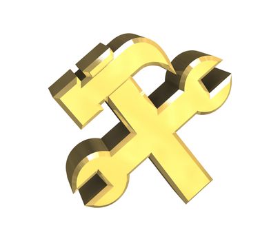 industrial working symbol in gold (3d made)