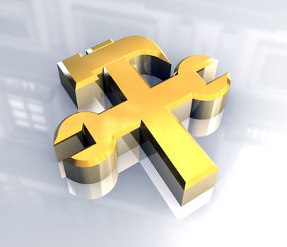 industrial working symbol in gold (3d made) 