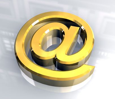 email symbol in gold (3d made)
