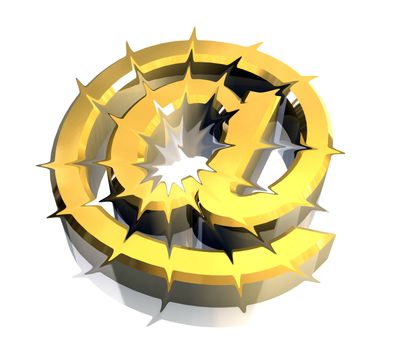 email symbol in gold (3d made)