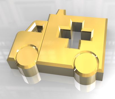 ambulance symbol in gold - 3d made