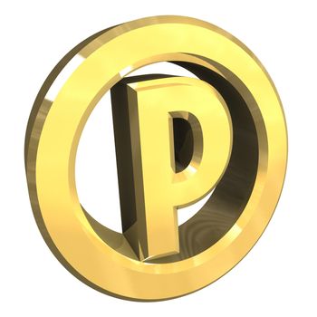 parking symbol in gold (3d made) 