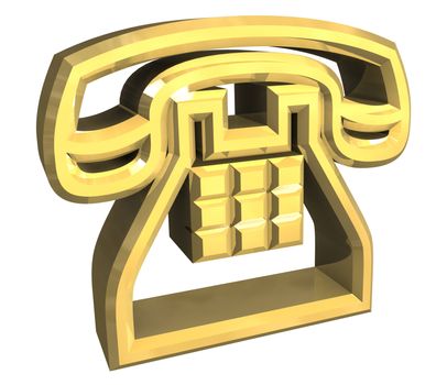 phone symbol in gold - 3d made