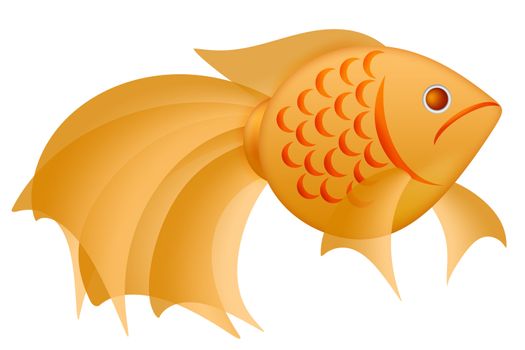 Fancy Goldfish Clipart Illustration Isolated on White Background
