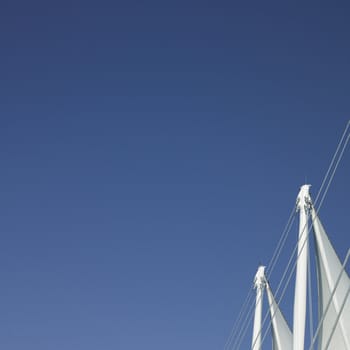 White sails and blue sky