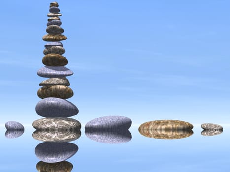 many stones in the water