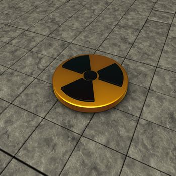 nuclear symbol on stone tiles background - 3d illustration