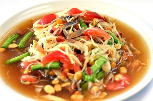 thai papaya salad hot and spicy , mixed from variety of vegetable