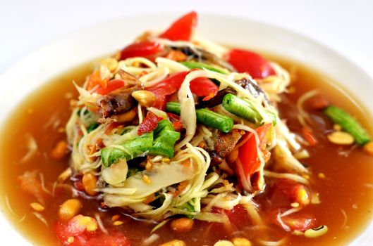 thai papaya salad hot and spicy , mixed from variety of vegetable