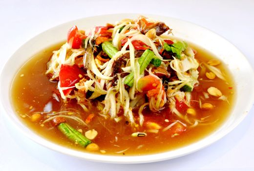 thai papaya salad hot and spicy , mixed from variety of vegetable