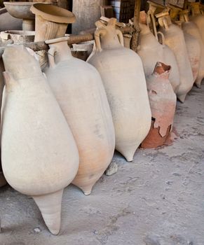 2200 years old amphoras for whine, Pompei site, Italy