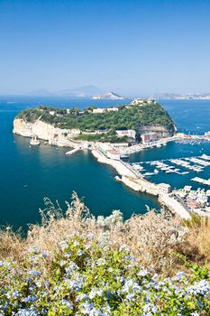 View of Naples Gulf from Pozzuoli. Ischia and Procida Isles on the orizont line.