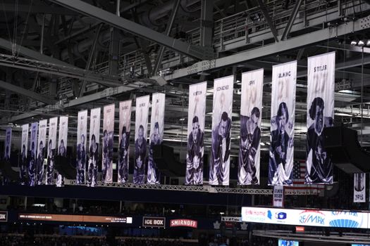 banners celebrating the best Toronto Maple Leaf players from the past