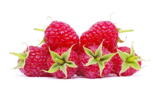 fresh raspberry closeup isolated on white background