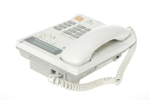 white office telephone on a white  background