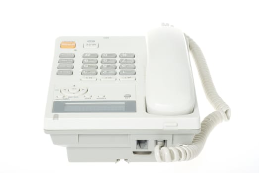 white office telephone on a white  background