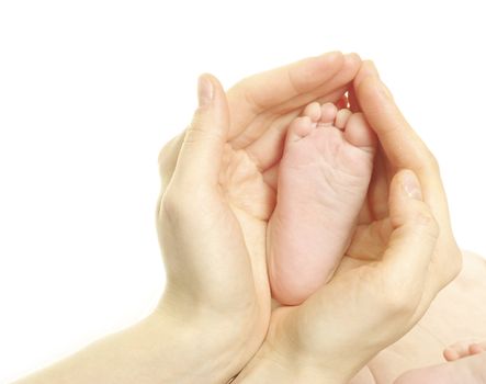 newborn baby feet isolated on white