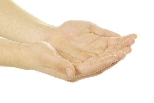Empty hands isolated on a white background
