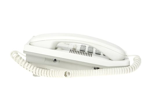 white office telephone on a white  background