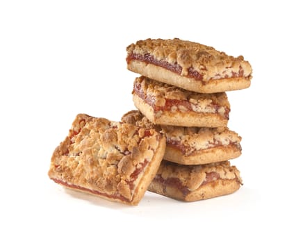 Stack of fresh cookies on the white background
