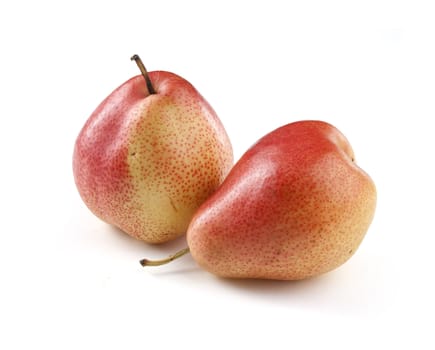 Two fresh red pear on the white background