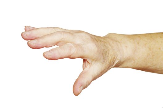 extended hand for help on a white background