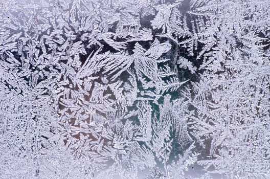 Frosty natural pattern on winter window
