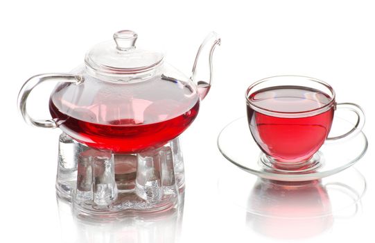 Tea being poured into glass tea cup