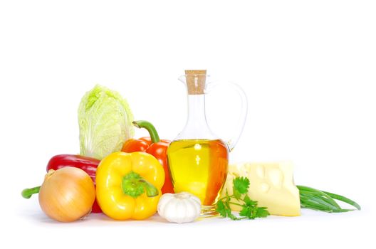 set of ingredients and spice  isolated on white background
