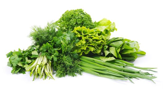 Fresh herbs isolated on white